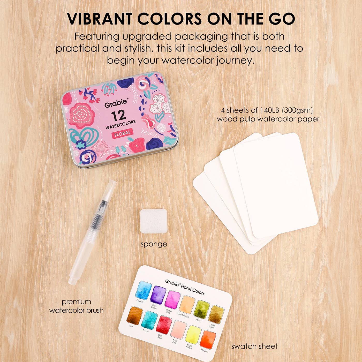 Duplicate Watercolor Pocket Set Of 12 With Brush - Floral Colors