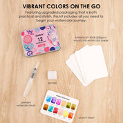 Duplicate Watercolor Pocket Set Of 12 With Brush - Floral Colors