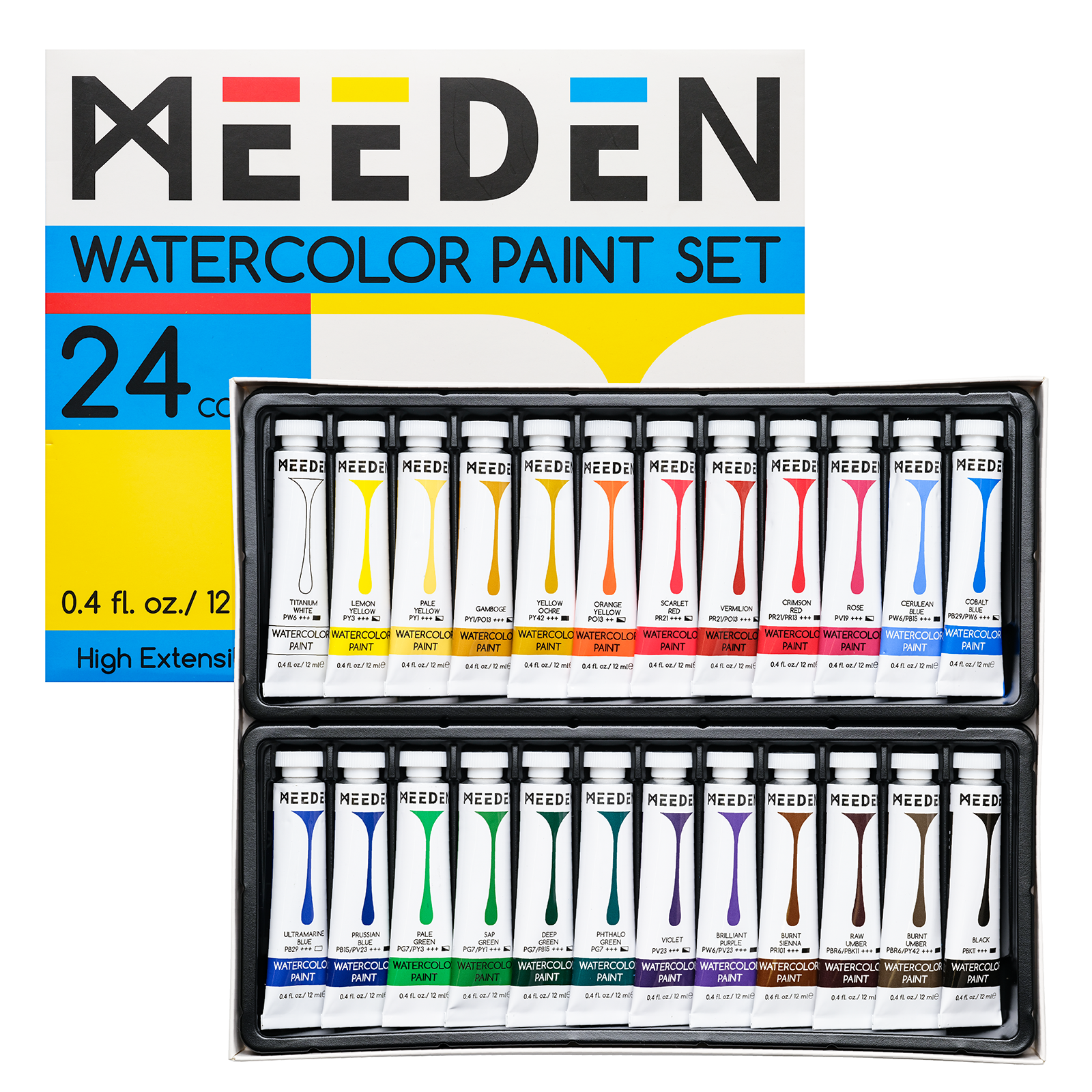 MEEDEN Watercolor Paint Tubes Set - Academy Grade 24