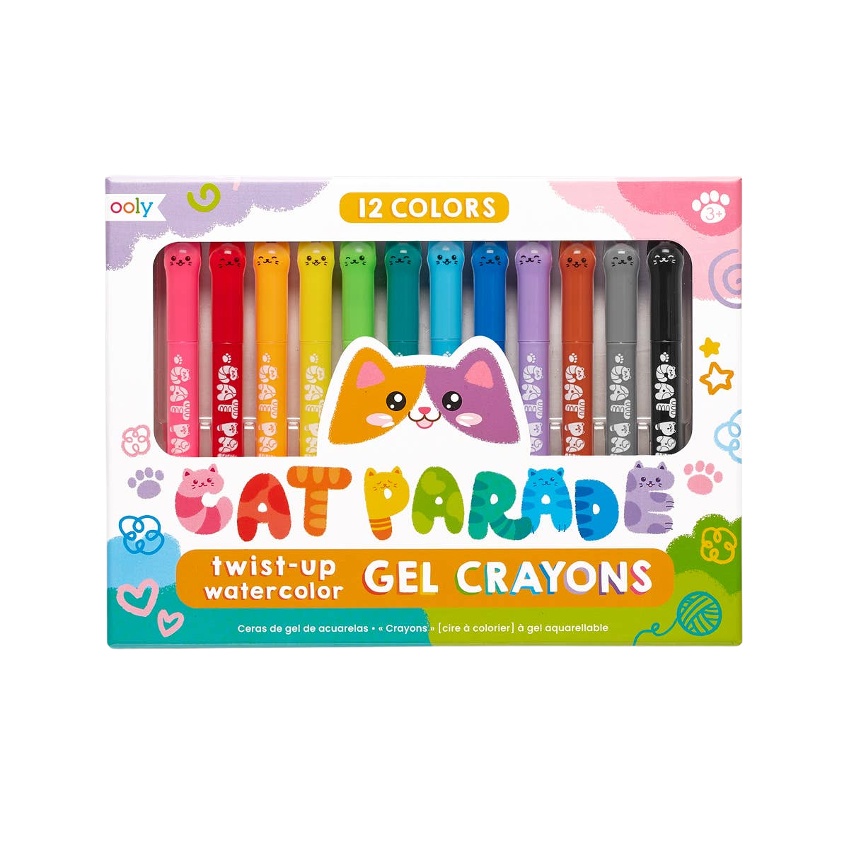 Pack of Cat Parade gel crayons with colorful packaging
