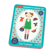 Magnetic dress-up toy packaging with a cat-themed design.
