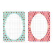Two decorative cards with patterned borders.