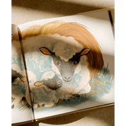 Illustration of two sheep in a book