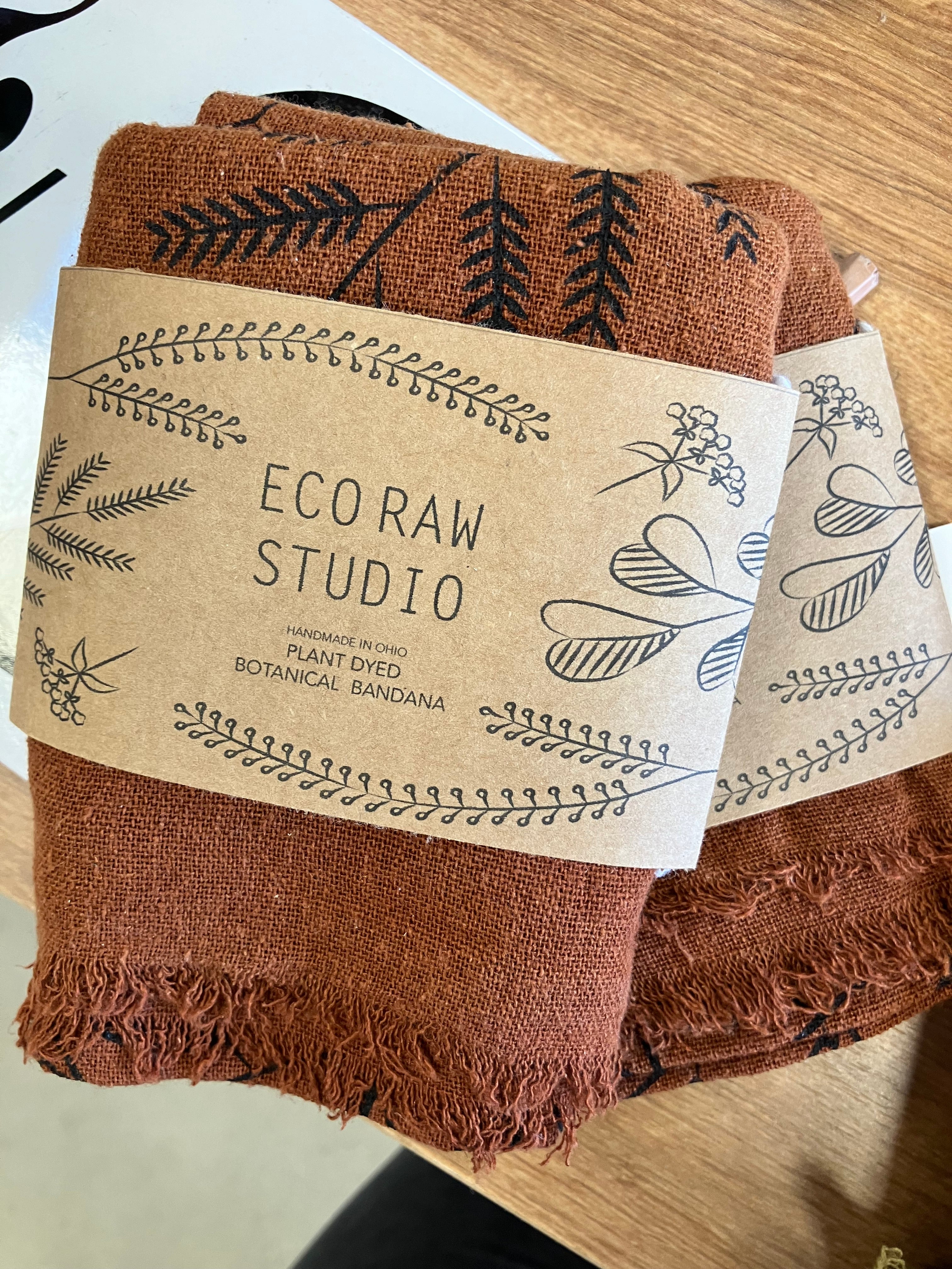 Chocolate Naturally Dyed Botanical Print Bandana