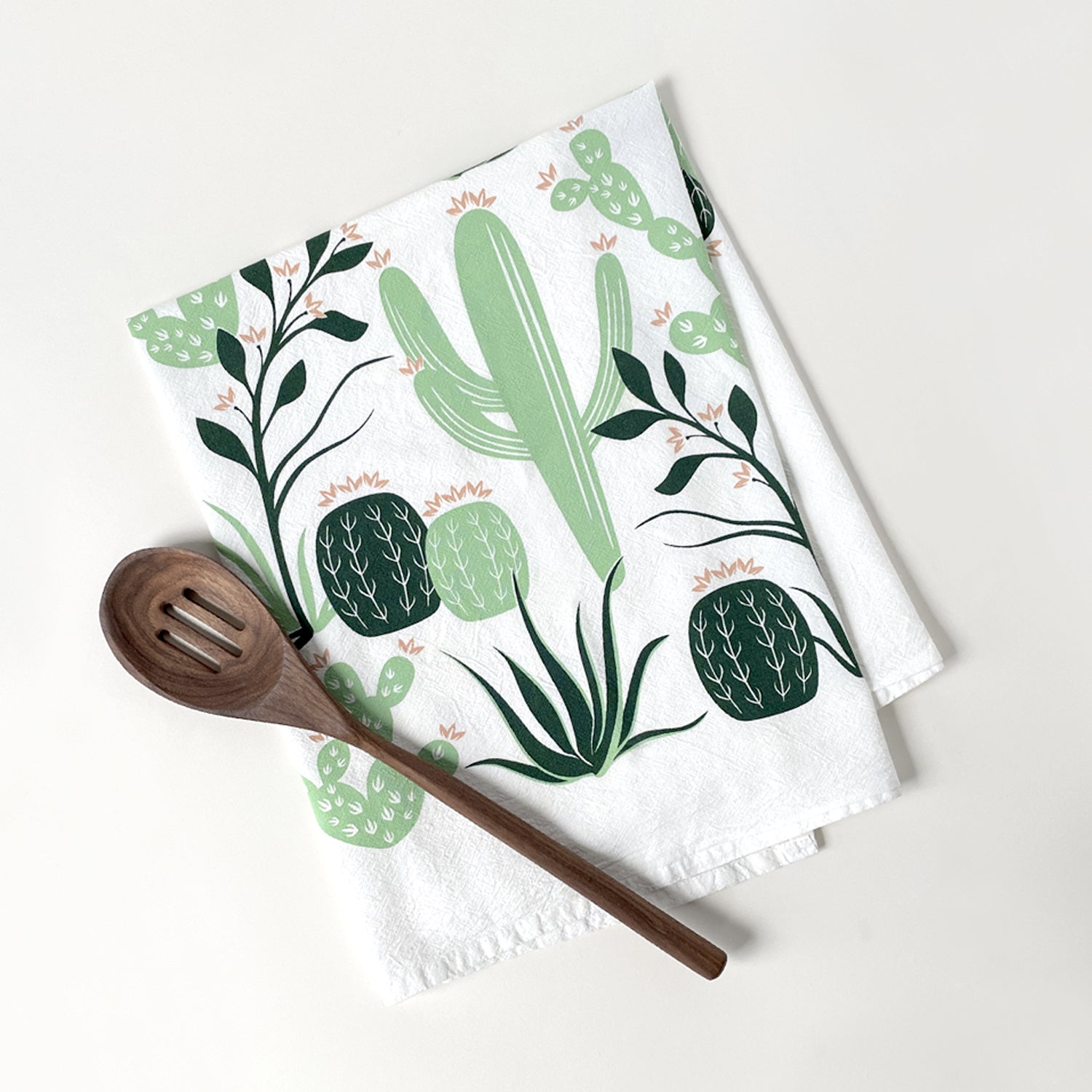 Cactus Screen Printed Cotton Tea Towel