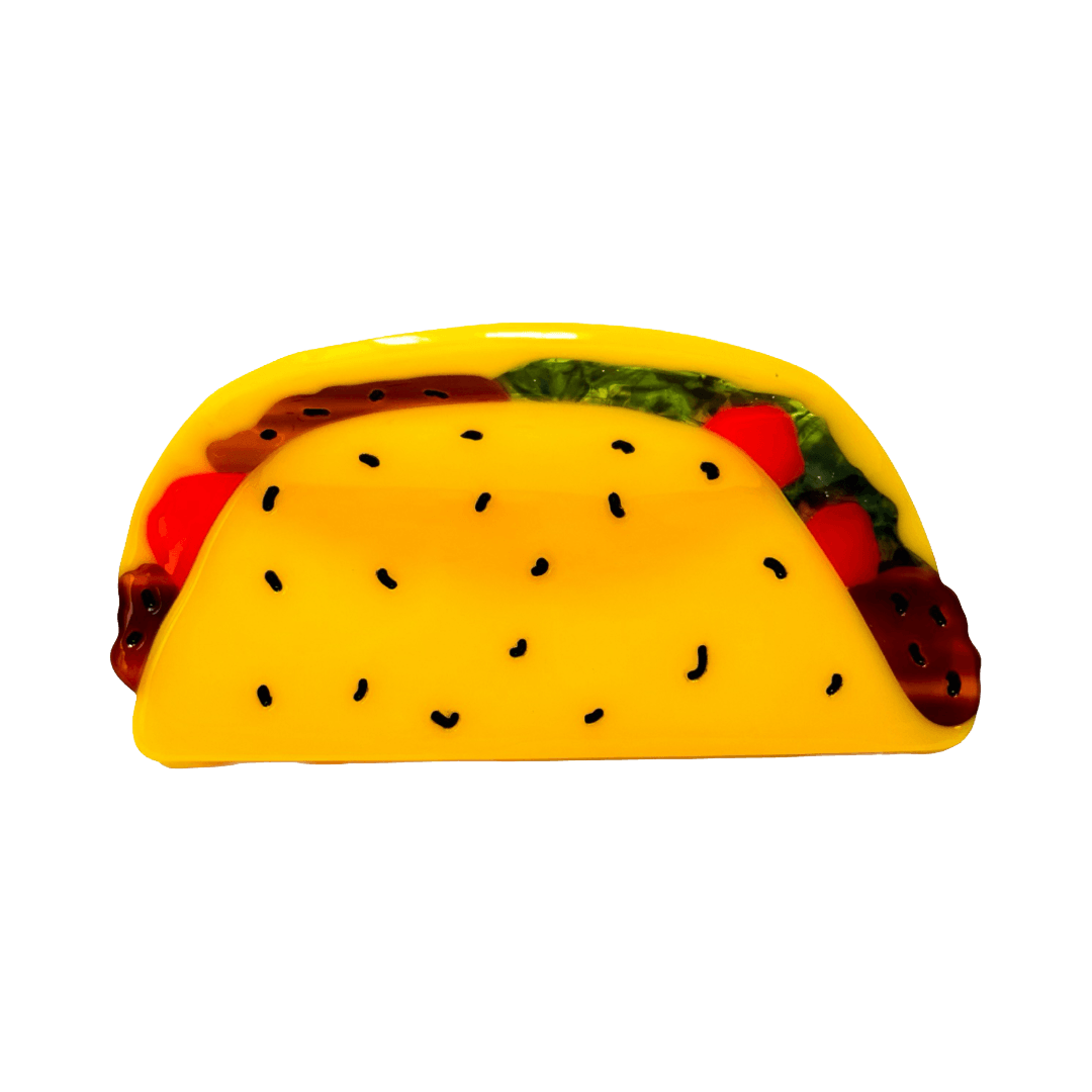 Hair Claw Clip shaped like a taco with visible fillings.