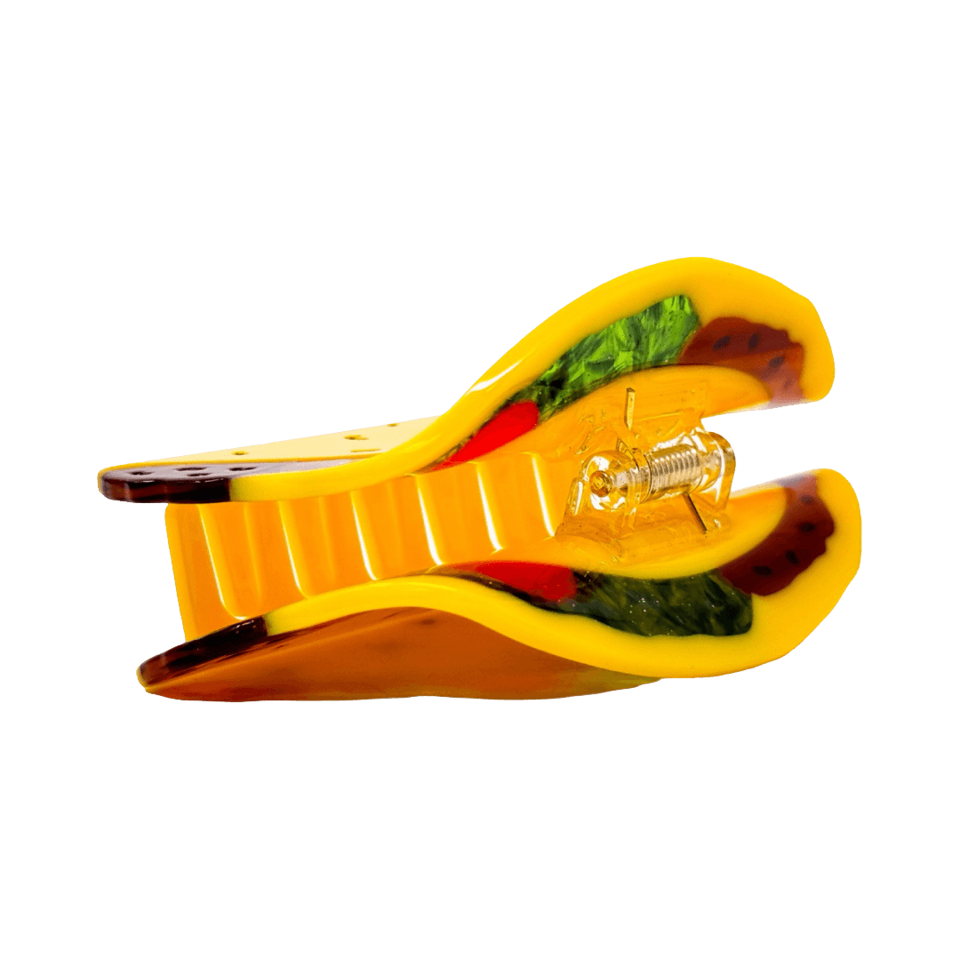 Hair Claw Clip shaped like a taco with visible fillings.