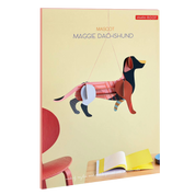 Product packaging with a dachshund illustration and 'studio ROOF' branding on a beige background.