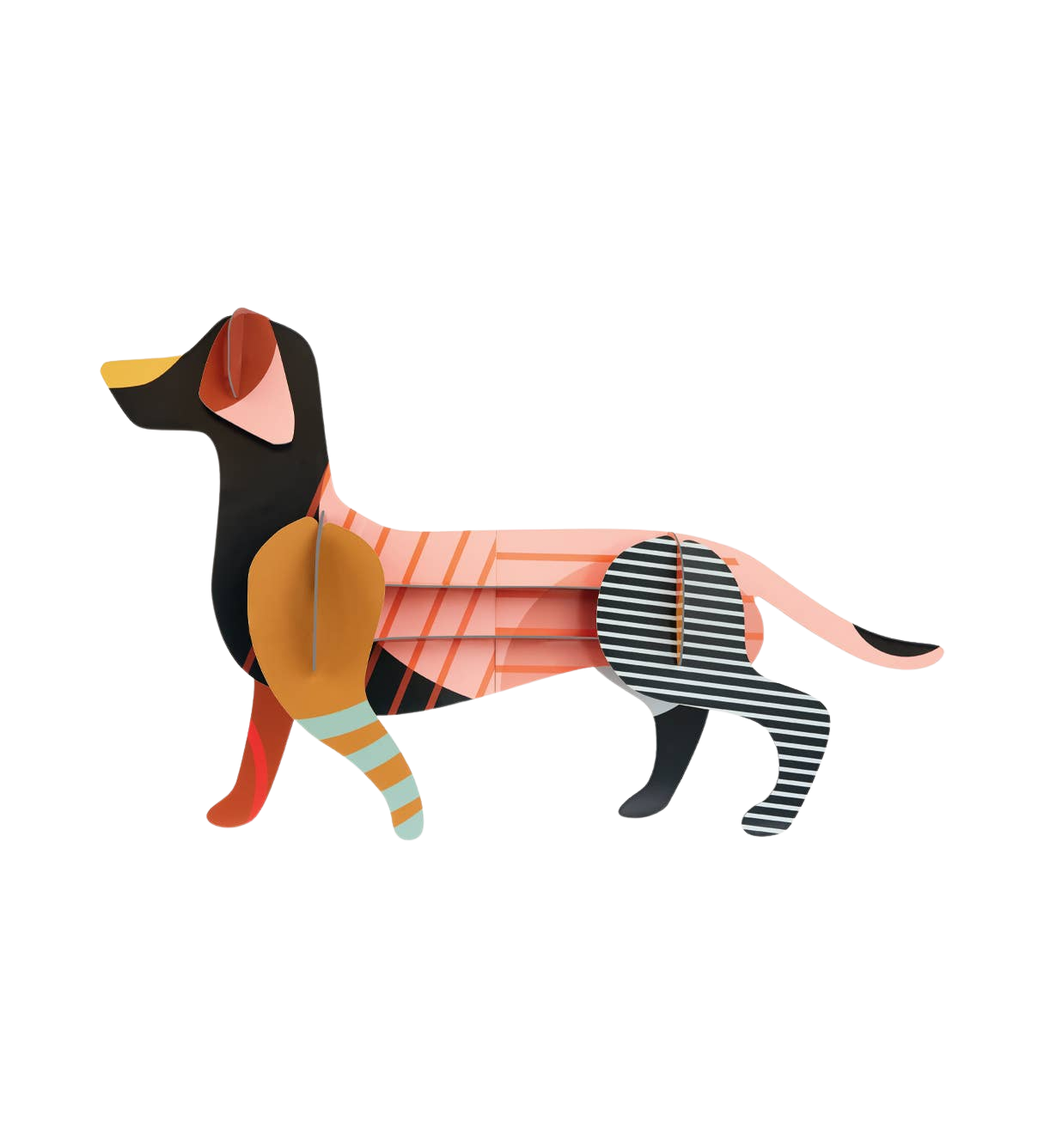 Colorful dog-shaped paper figurine