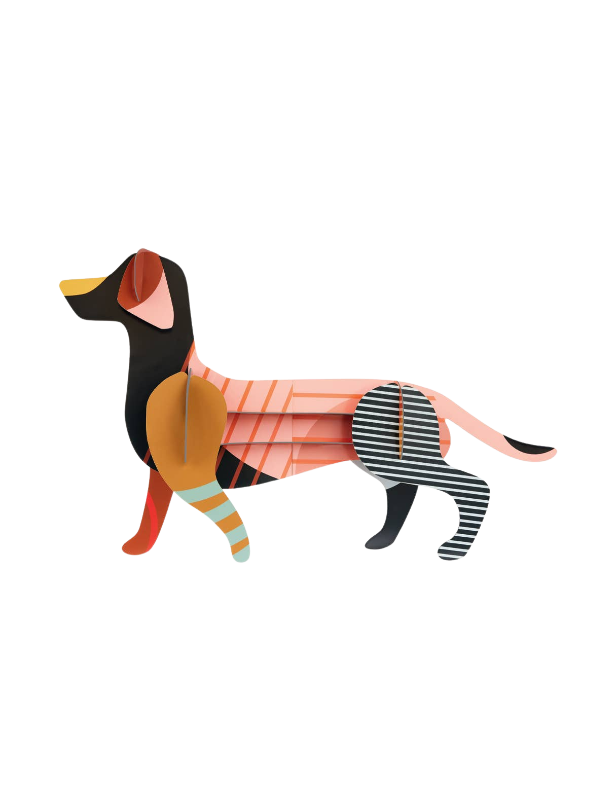 Colorful dog-shaped paper figurine