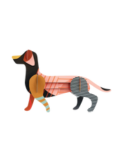 Colorful dog-shaped paper figurine