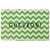 Open book with green chevron pattern pages and 'CHEVRON!' text.