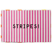 Open book with pink and white striped pages with 'STRIPES!' text.