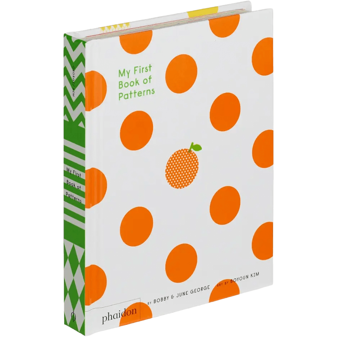Book Cover with orange polka dots and green accents.