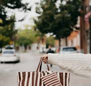 Organic Brown Striped Tote Bag