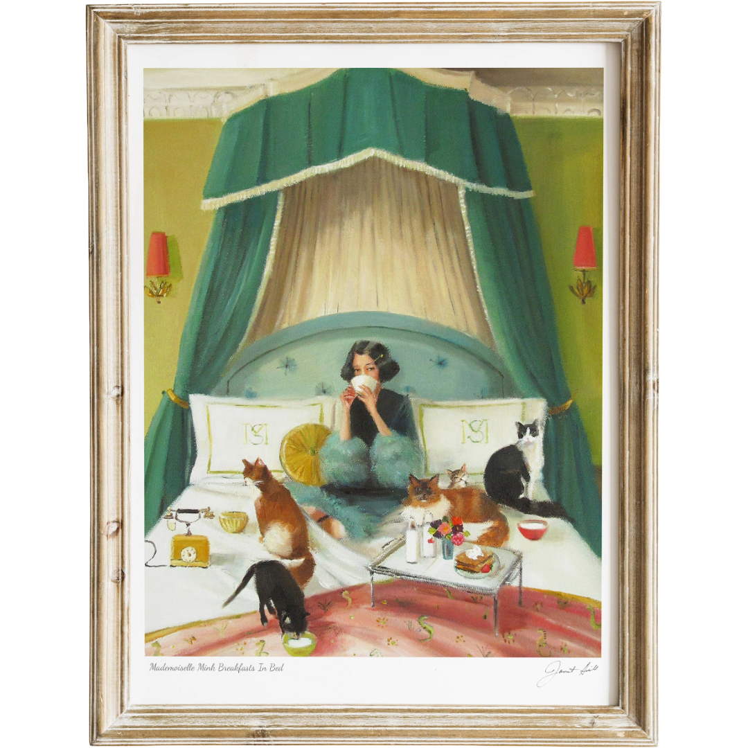 Mademoiselle Mink Breakfasts In Bed | Art Print | 8.5" x 11"