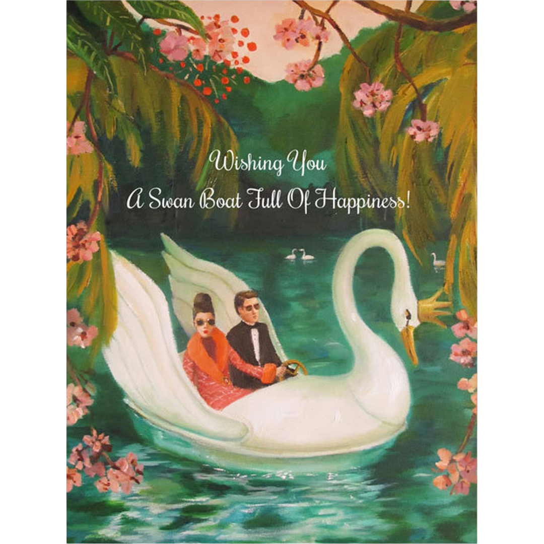 A Swan Boat Full Of Happiness | Greeting Card
