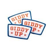 Giddy Up Embroidered Iron on Patch - Red, White and Blue