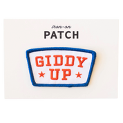 Giddy Up Embroidered Iron on Patch - Red, White and Blue