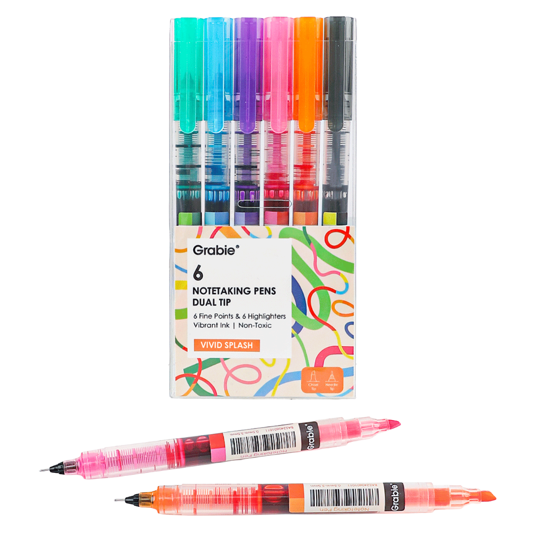 Dual-Tip Notetaking Pen Set Of 6