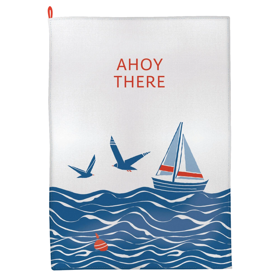Ahoy There Coastal Cotton Tea Towel