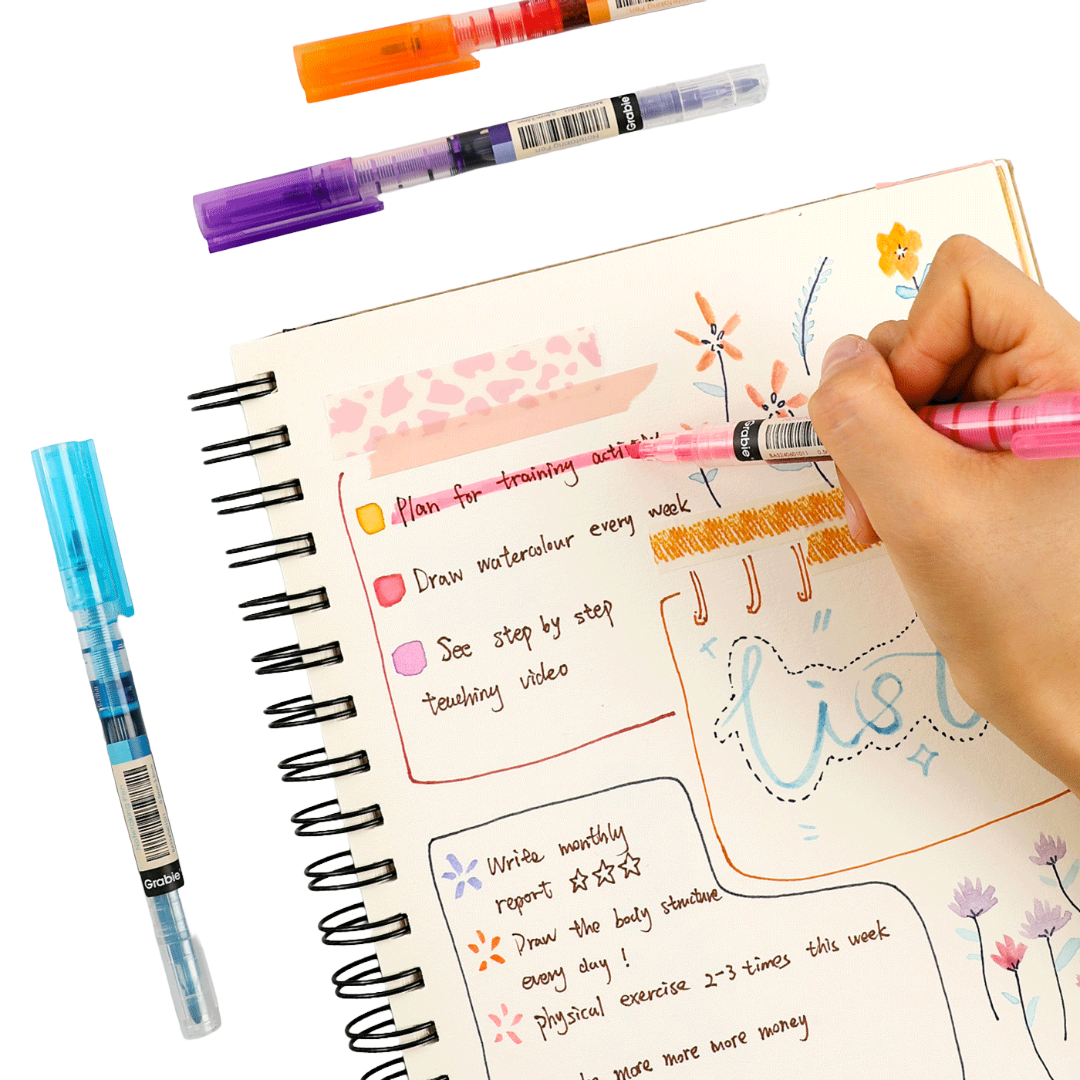 Dual-Tip Notetaking Pen Set Of 6