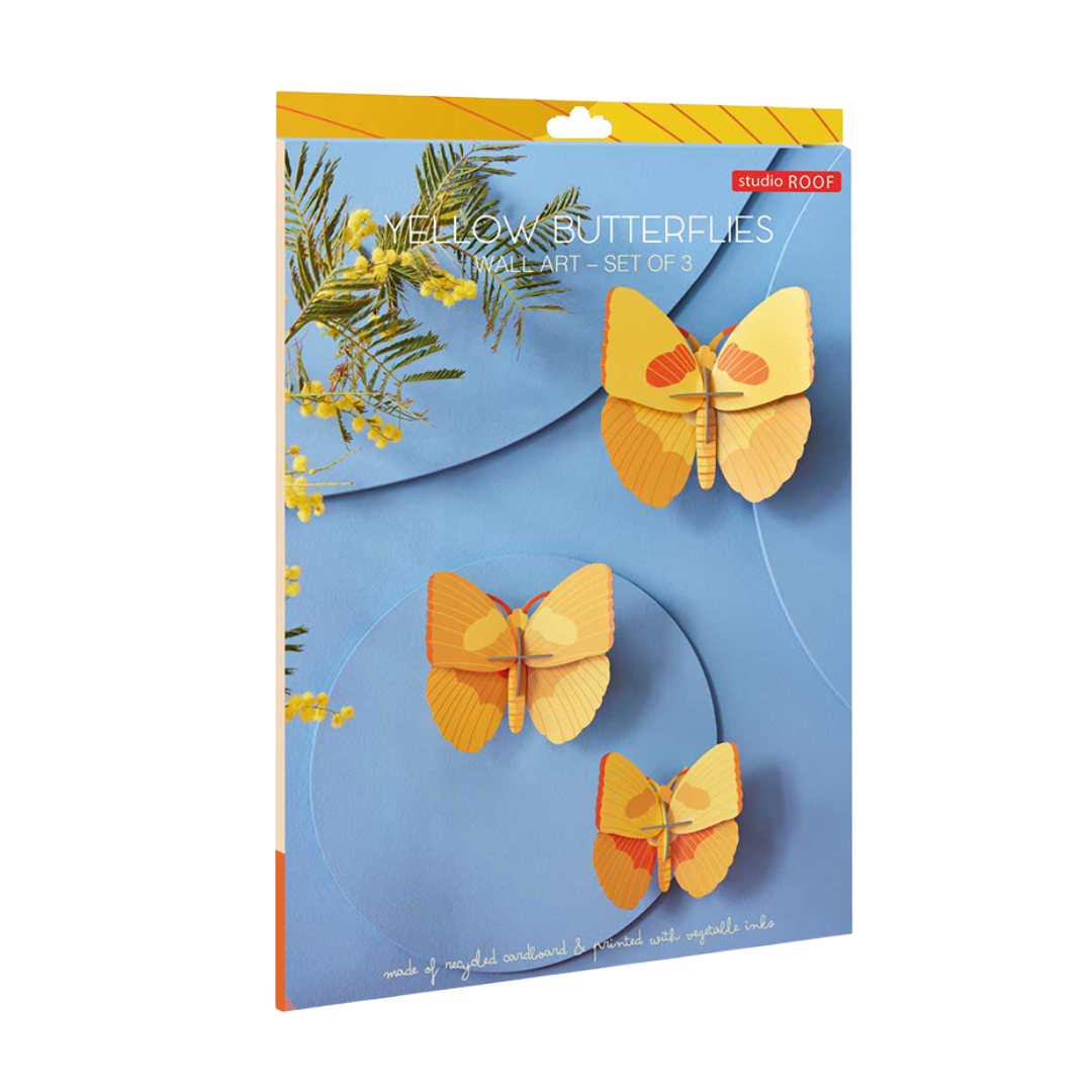 Yellow Butterflies Set of 3: 3D DIY Wall Art Kit