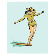 Surf Cowgirl - Nose Riding Print | Art Print | 8" x 10"