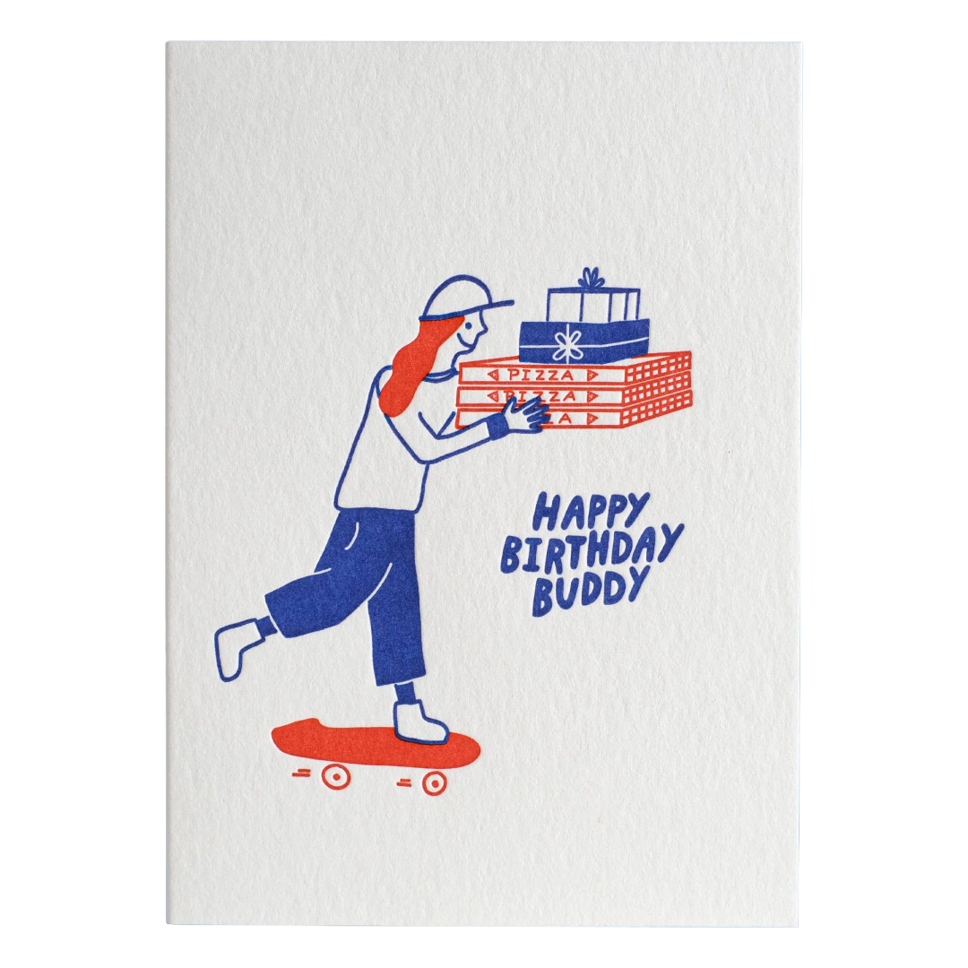 Happy Birthday Buddy | Letterpress Greeting Card