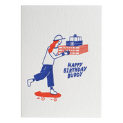 Happy Birthday Buddy | Letterpress Greeting Card