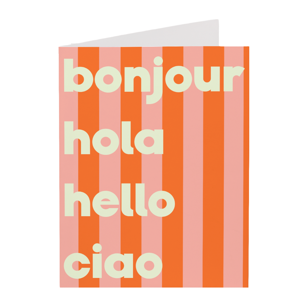 Bonjour Hola Pink | Greeting Card