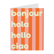 Bonjour Hola Pink | Greeting Card