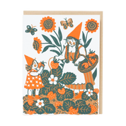 Strawberry Picking Gnome | Greeting Card