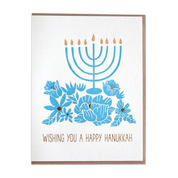 Happy Hanukkah Flower Menorah | Holiday Card