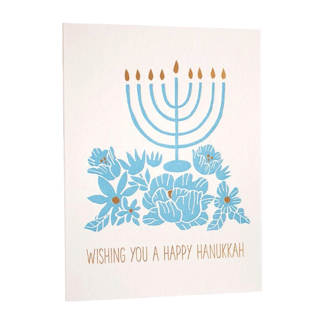 Happy Hanukkah Flower Menorah | Holiday Card
