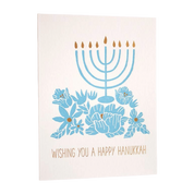 Happy Hanukkah Flower Menorah | Holiday Card