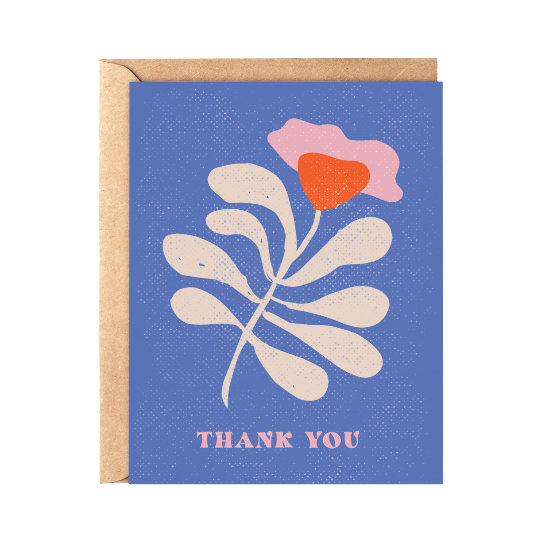 Blue Abstract Floral | Thank You Card