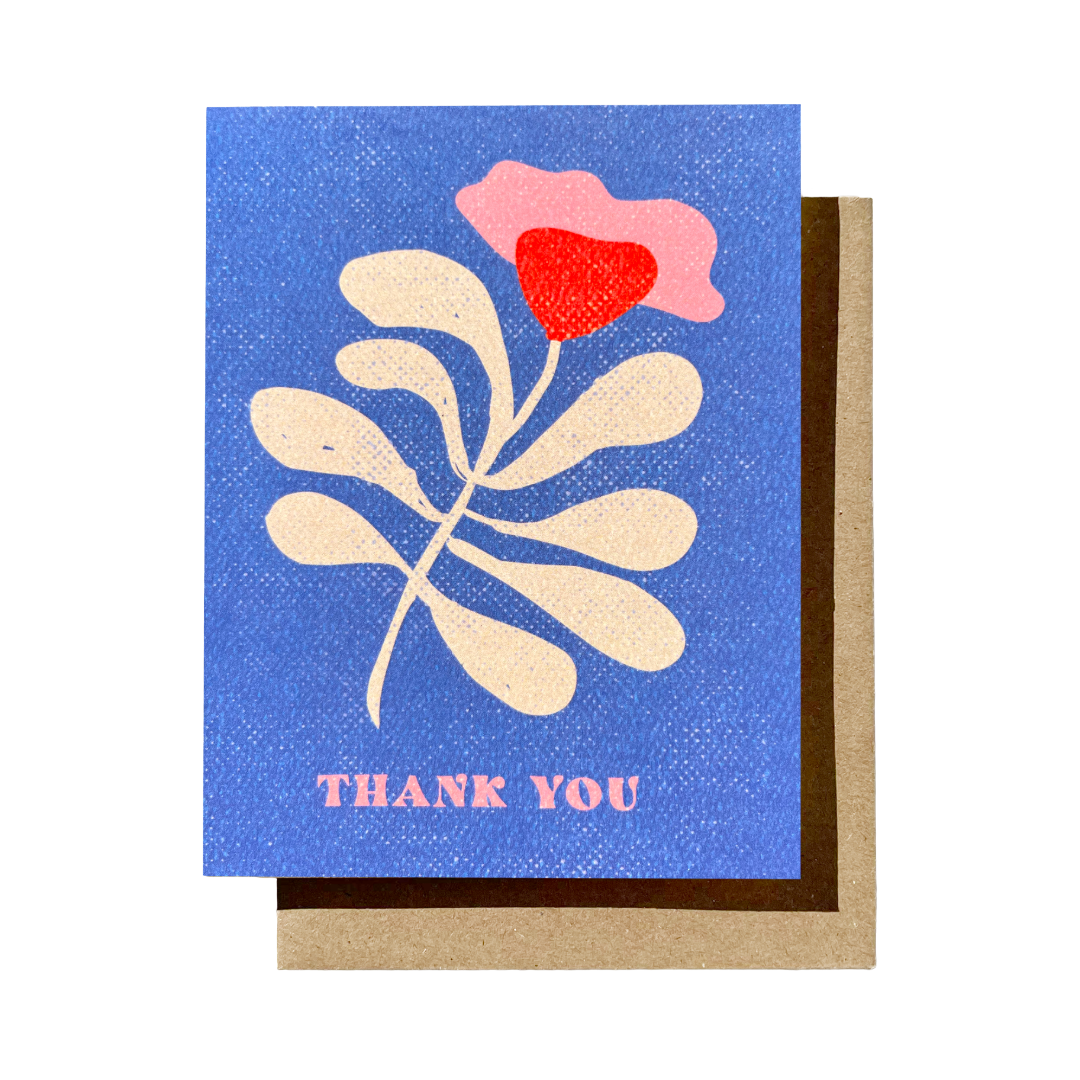 Blue Abstract Floral | Thank You Card