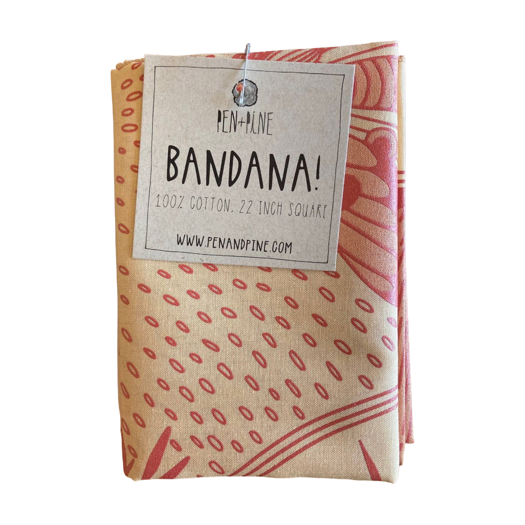 Pink Cosmos Silk Screened Bandana