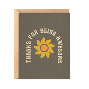 Greeting card with sun design and text 'Thanks for being awesome'