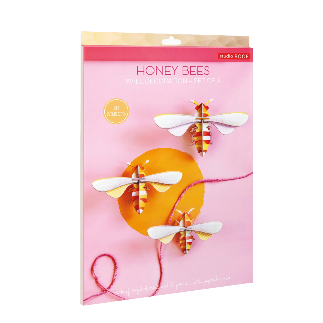 Honey bees, Set of 3 - 3D DIY Wall Art
