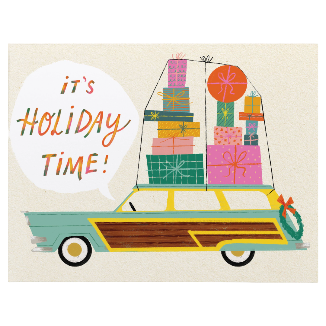 It's Holiday Time Station Wagon Greeting Card