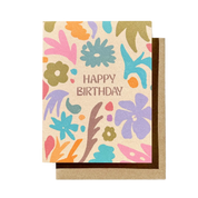 Colorful floral birthday card with 'Happy Birthday' text 