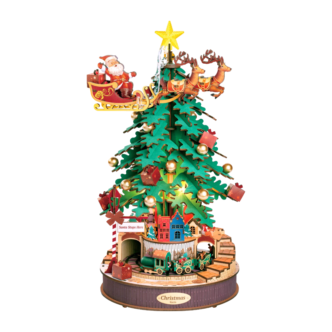 DIY 3D Wooden Puzzle Music Box: Christmas Melody Tree