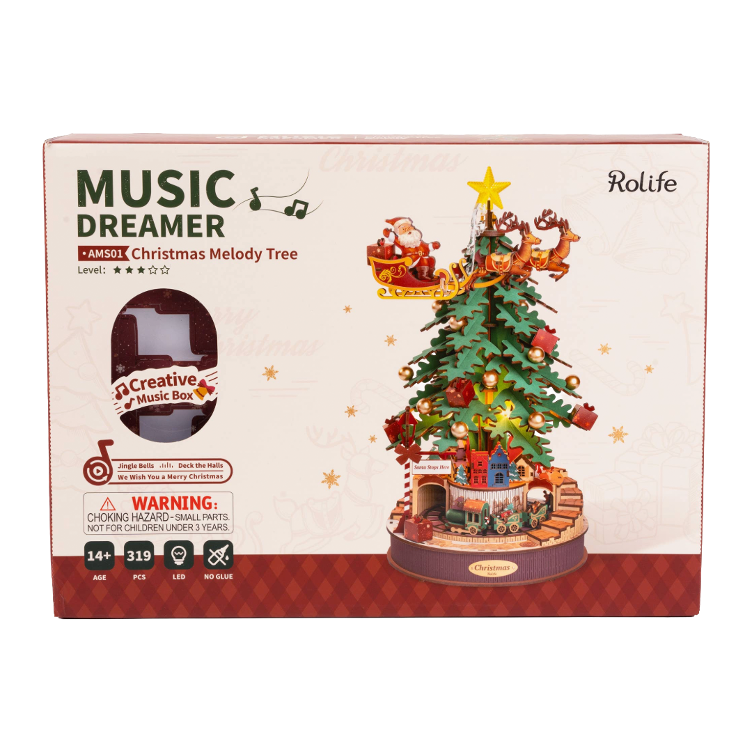 DIY 3D Wooden Puzzle Music Box: Christmas Melody Tree