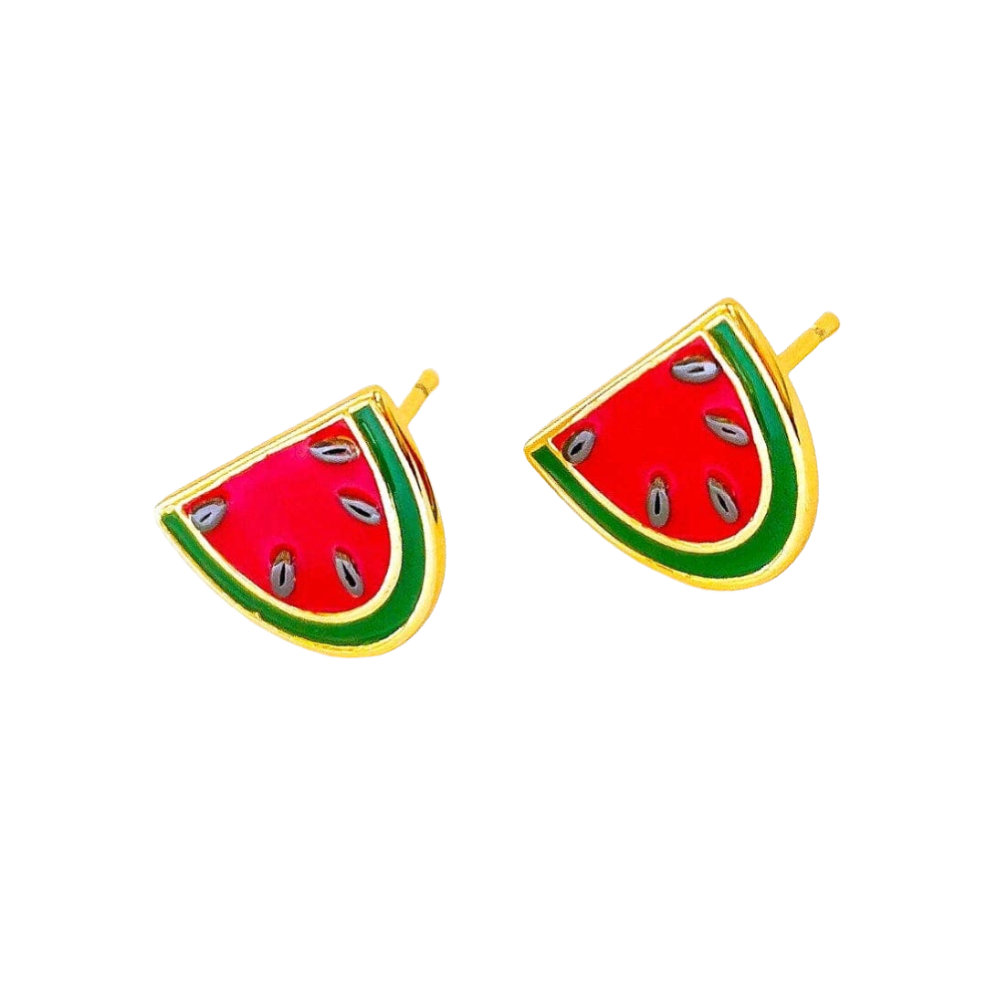 Watermelon Enamel Earrings