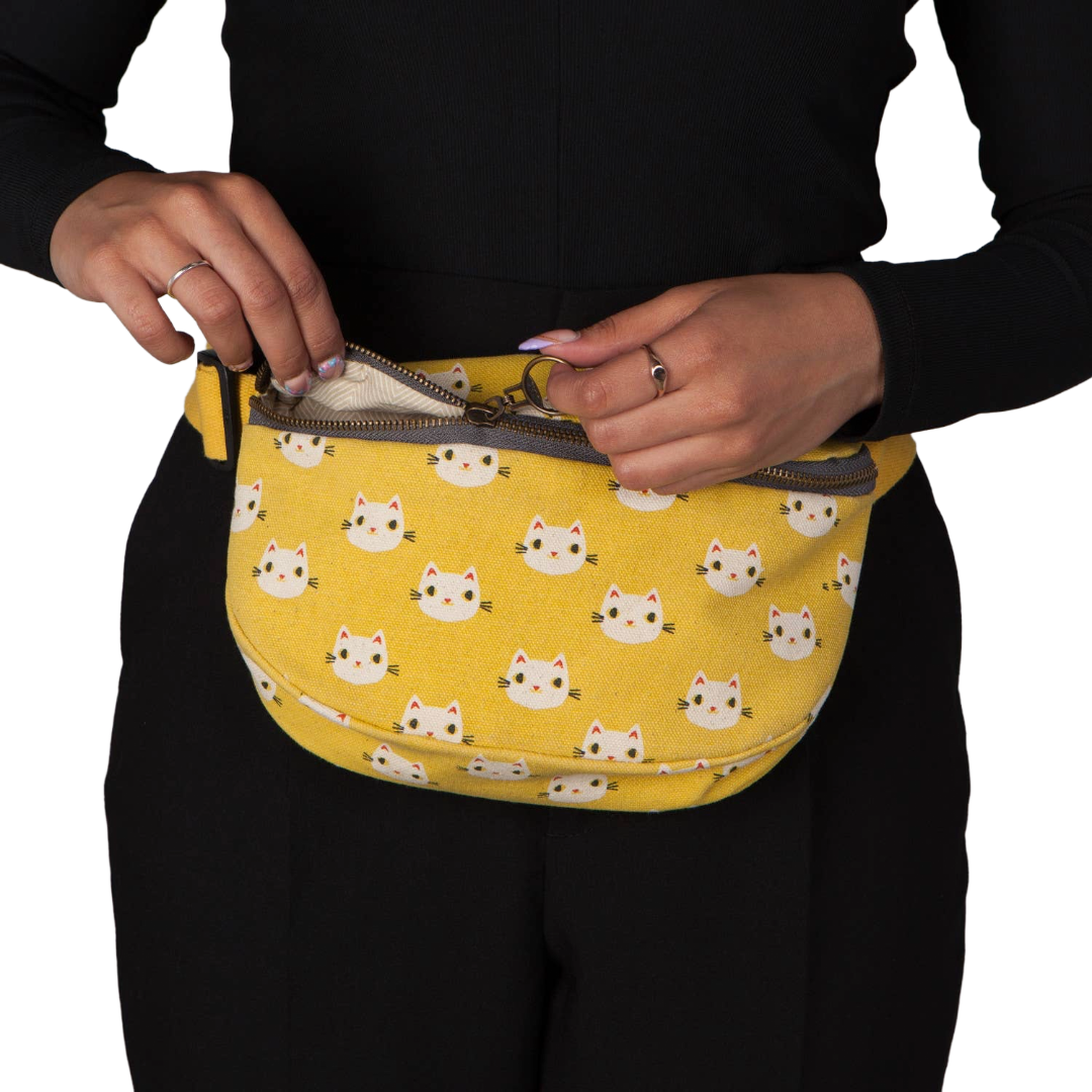 Meow Meow Cats Cotton Hip Bag Adjustable Strap