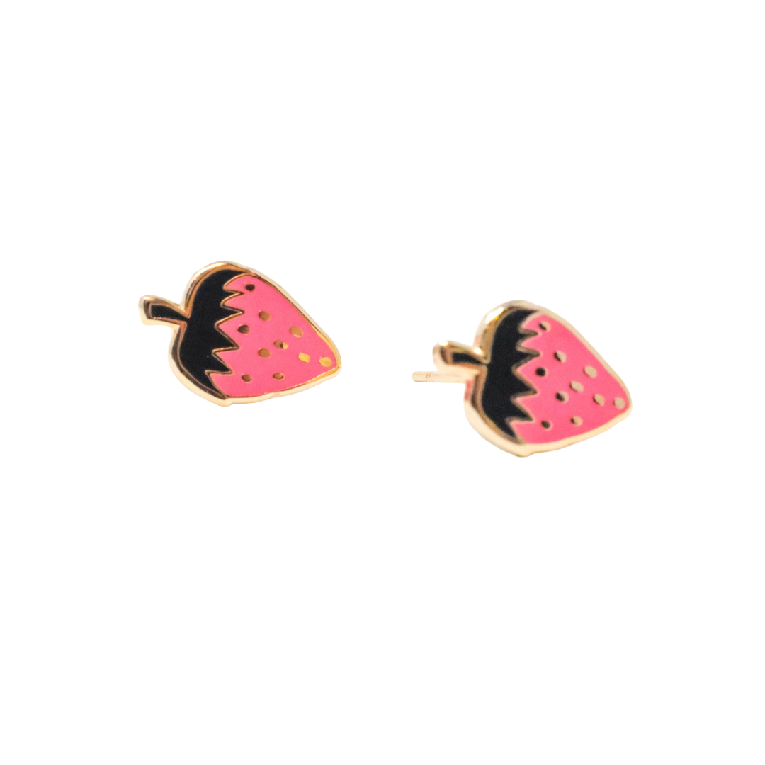 Strawberry Enamel Earrings
