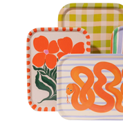 Wild Flower Orange Bent Birch Serving Tray