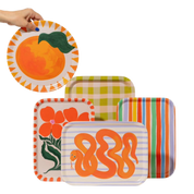 Wild Flower Orange Bent Birch Serving Tray